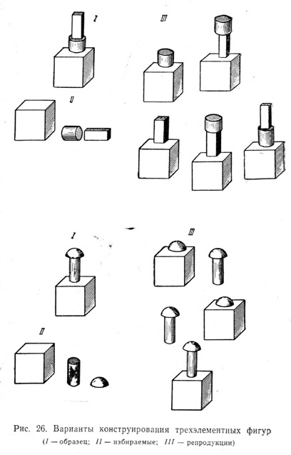 Варианты конструирования трехэлементных фигур